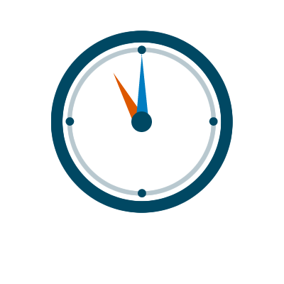 Logo oficial da Ponteiro Online: um relógio com ponteiros azul e laranja